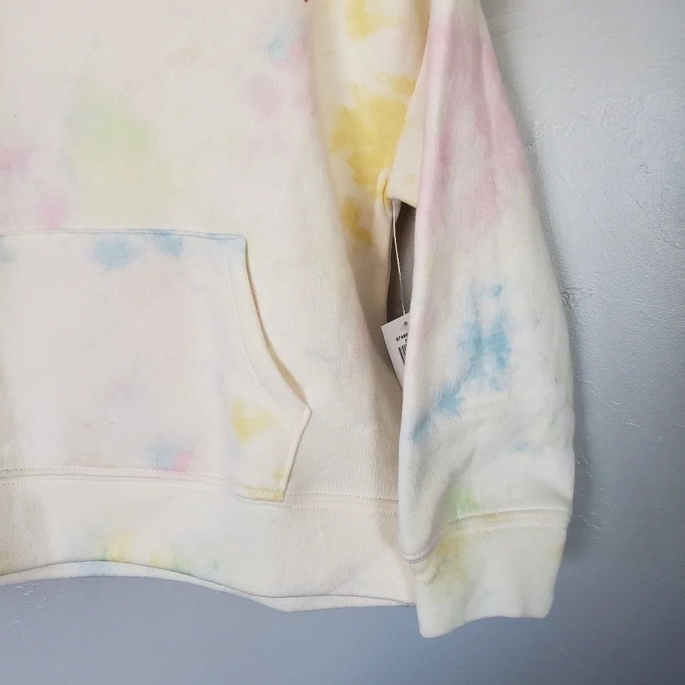 Old Navy NWT Little Girl XS 5 Light Tie Dye Pullover Hoodie Sweatshirt Yellow